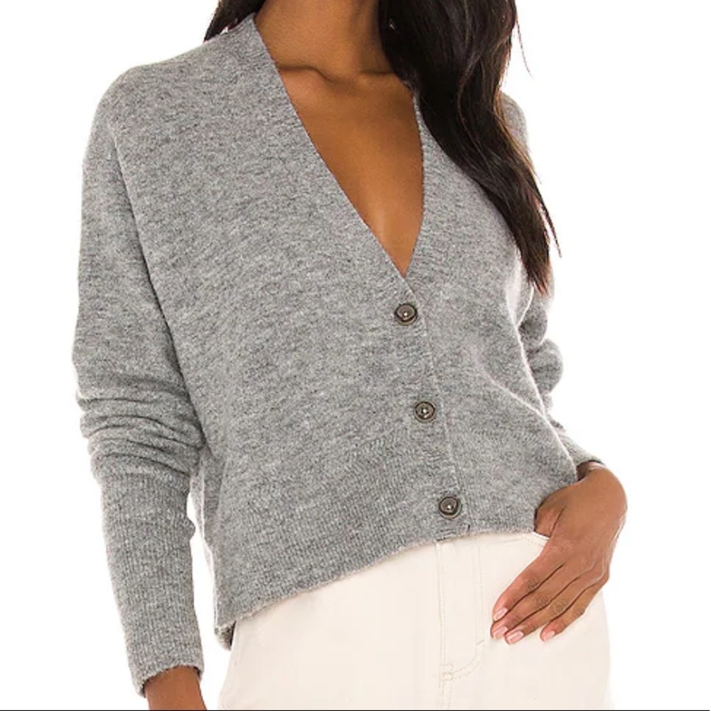 All Saints Heather Gray V-Neck Button Cardigan